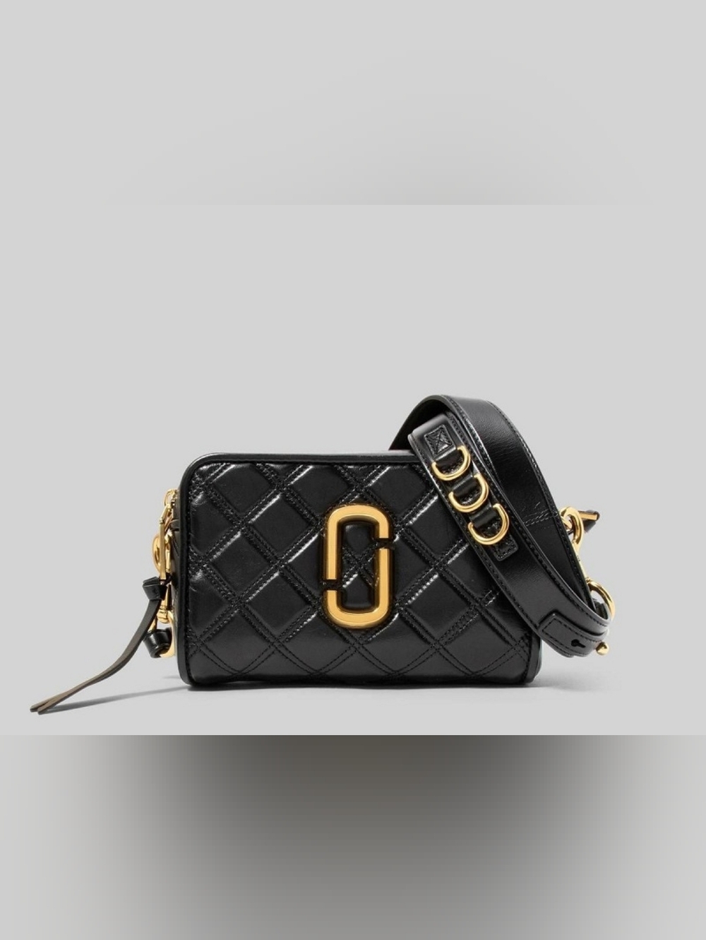 MARC JACOBS Quilted Softshot (Black/Gold) Camera Bag Charm Chain Crossbody Strap - Picture 2 of 16